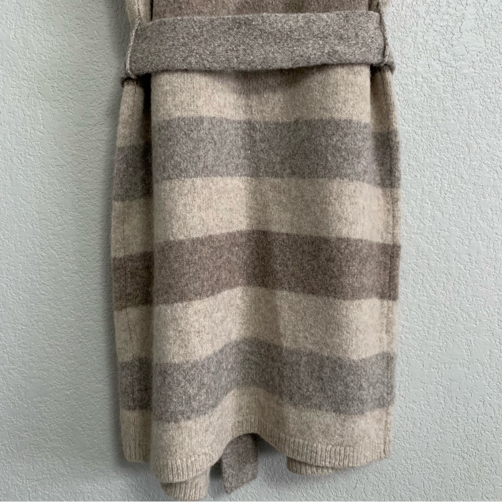 Jenni Kayne Belted Sweater Coat Cardigan Womens XS Wool Long Striped Pockets - Picture 14 of 16